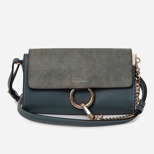 Chloe Blue Leather/Suede Mini Faye Crossbody